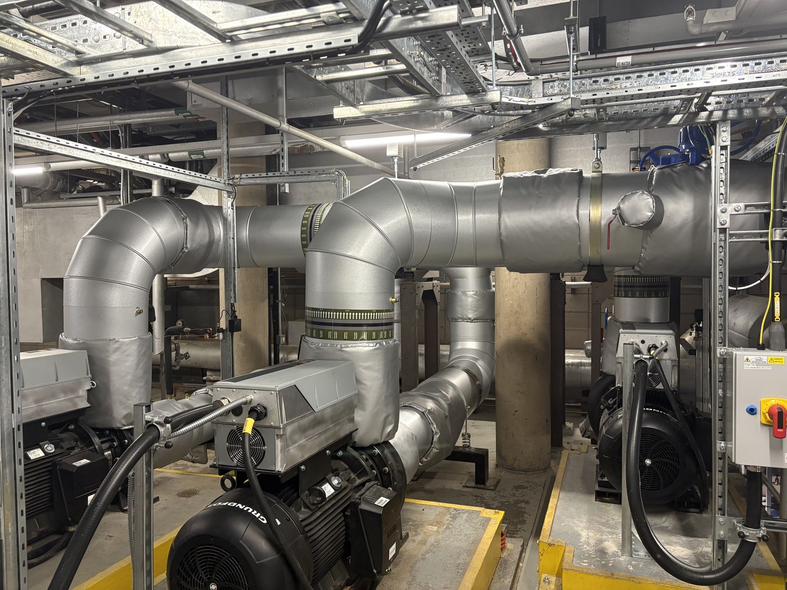 Plant room ductwork and pump installation by Alpha Thermal
